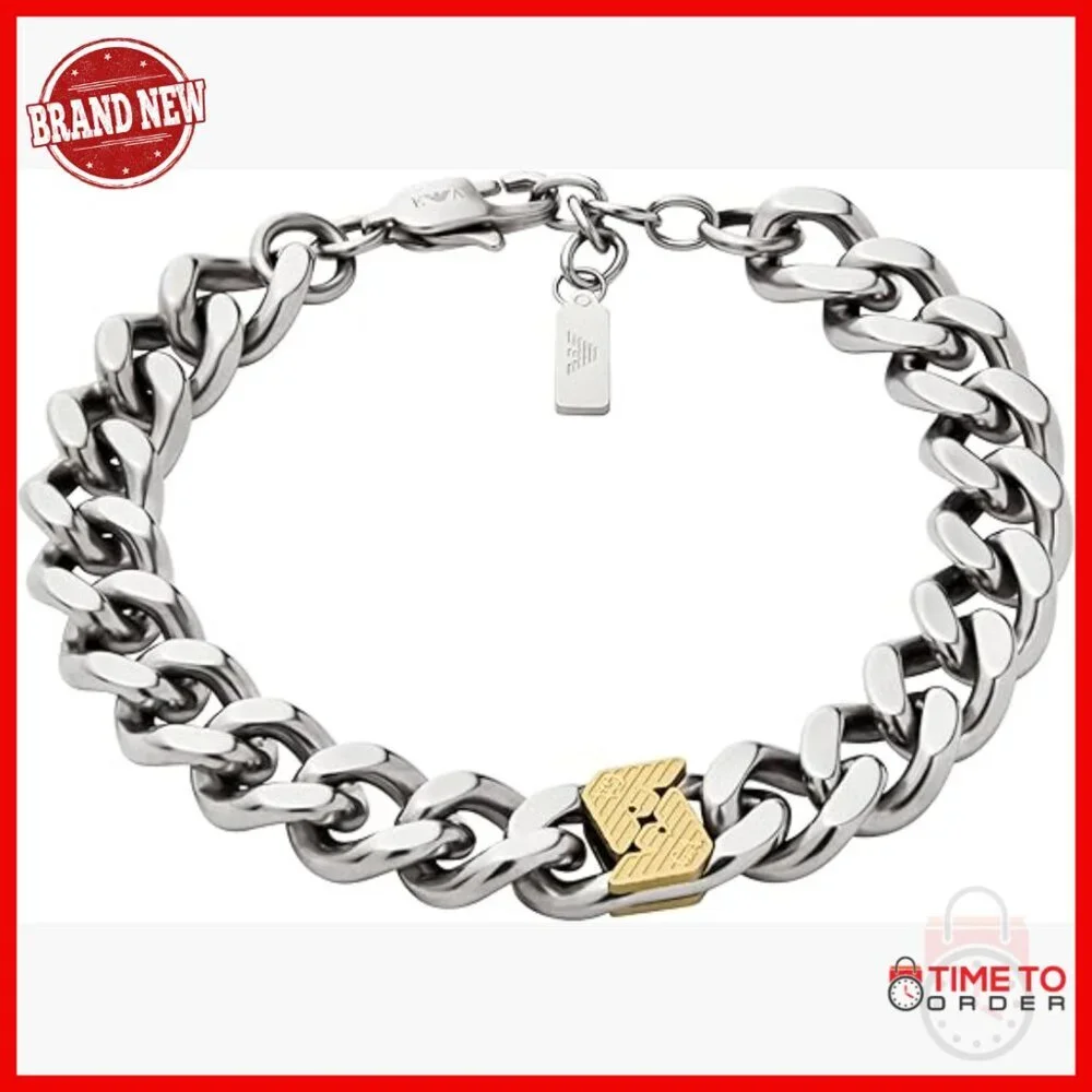 Stainless Steel Link Bracelet with Lobster Clasp, Adjustable Fit
